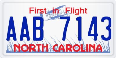 NC license plate AAB7143