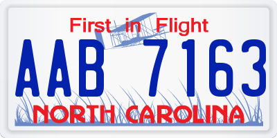 NC license plate AAB7163