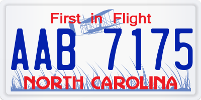 NC license plate AAB7175