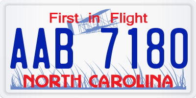 NC license plate AAB7180