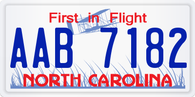 NC license plate AAB7182