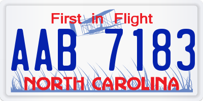 NC license plate AAB7183