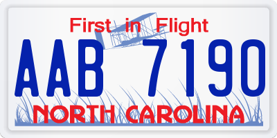 NC license plate AAB7190