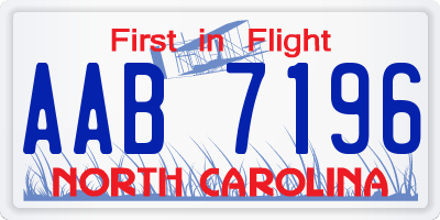 NC license plate AAB7196
