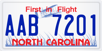 NC license plate AAB7201