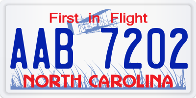 NC license plate AAB7202