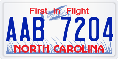 NC license plate AAB7204