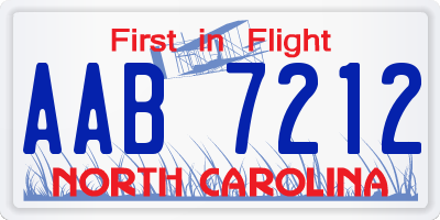 NC license plate AAB7212