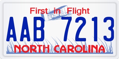 NC license plate AAB7213