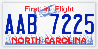 NC license plate AAB7225