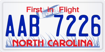 NC license plate AAB7226