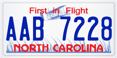 NC license plate AAB7228