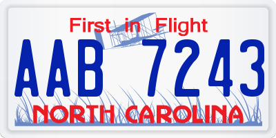 NC license plate AAB7243