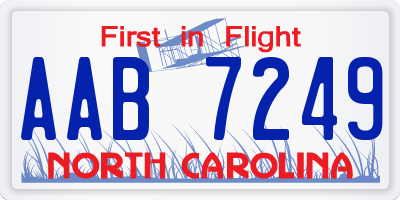 NC license plate AAB7249