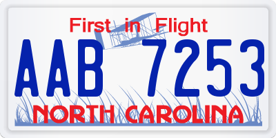 NC license plate AAB7253