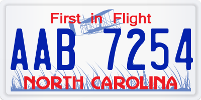 NC license plate AAB7254