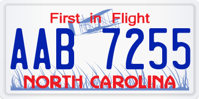 NC license plate AAB7255