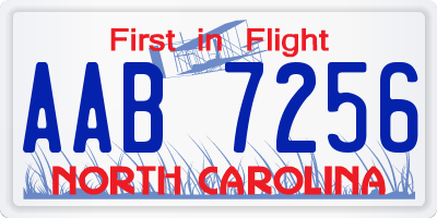 NC license plate AAB7256