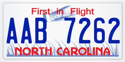 NC license plate AAB7262