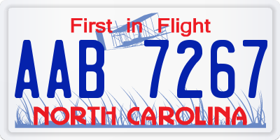 NC license plate AAB7267