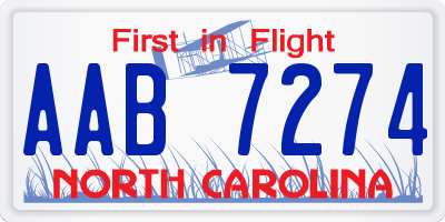 NC license plate AAB7274