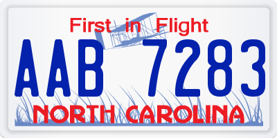 NC license plate AAB7283