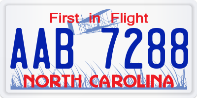 NC license plate AAB7288