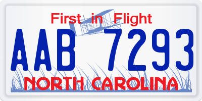 NC license plate AAB7293