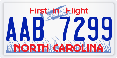 NC license plate AAB7299