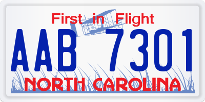 NC license plate AAB7301