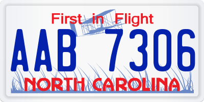 NC license plate AAB7306