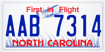 NC license plate AAB7314