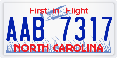 NC license plate AAB7317