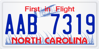 NC license plate AAB7319