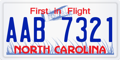 NC license plate AAB7321