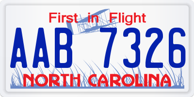 NC license plate AAB7326