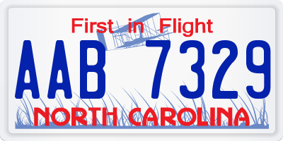 NC license plate AAB7329