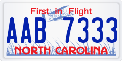 NC license plate AAB7333
