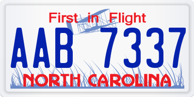 NC license plate AAB7337