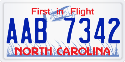 NC license plate AAB7342