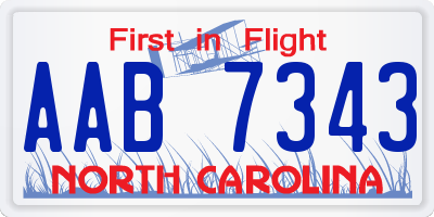 NC license plate AAB7343