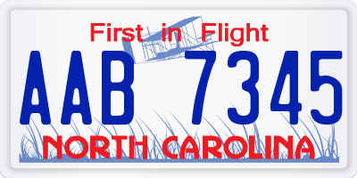 NC license plate AAB7345