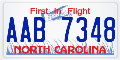 NC license plate AAB7348