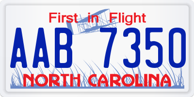 NC license plate AAB7350