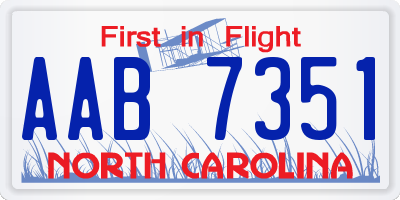 NC license plate AAB7351