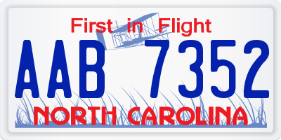 NC license plate AAB7352