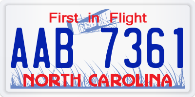 NC license plate AAB7361