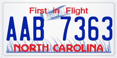 NC license plate AAB7363