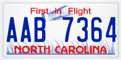 NC license plate AAB7364