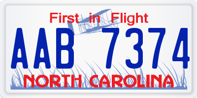 NC license plate AAB7374